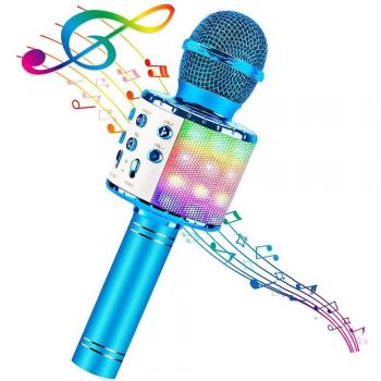 Kids Bluetooth Karaoke Microphone with Speaker and Recording Feature
