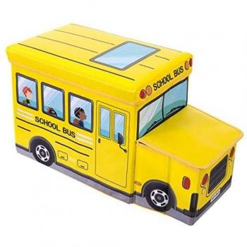BIECO Spielzeugtruhe Bieco Aufbewahrungsbox mit Deckel Kinder Schulbus, faltbar, Sitzhocker mit Sitzgelegenheit, und Polsterung, Spielzeugkiste mit Stauraum, Sitztruhe, Jungen & Mädchen, 46 L, Belastbar bis 80 Kg, gelb