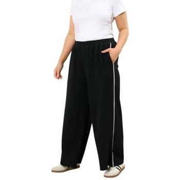 Pantalon coupe ample Yours Curve noir, design Scuba Sporty