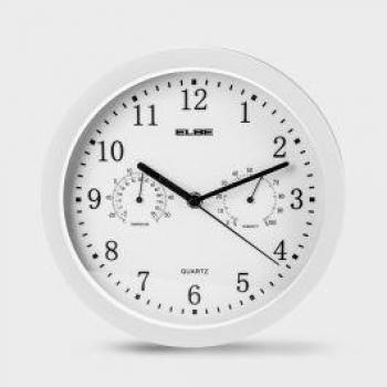 Horloge Elbe RP-2005-B, 25 cm, avec Thermomètre et Hygromètre, Blanc