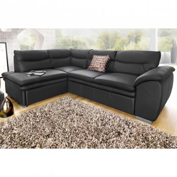 Ecksofa Leandra L‑Form von COTTA – Softlux Kunstleder, schmaler Rahmen, Bettfunktion