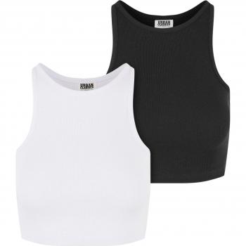 URBAN CLASSICS Damen T-Shirt Bio-Cropped Rib Top 2er-Pack