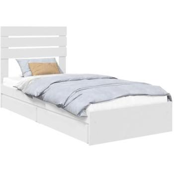Compact 75x190cm White Storage Bed with Built‑in Headboard – Engineered Wood (vidaXL)