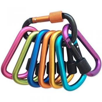 Pack Locking Carabiner Clips, Multi-Color Aluminum D-Ring for Travel and Fishing