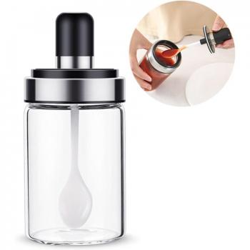 Kitchen Spice Organizer Glass Bottle with Spoon