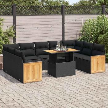 Salotto da Giardino 10 pezzi, colore nero, legno massello – Furniture Limited