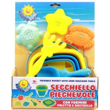 Set da spiaggia con formine e secchiello