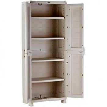 Armario Rústico de Resina Beige 4 Estantes – Tryun