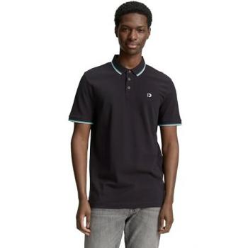 TOM TAILOR DENIM Herren Poloshirt mit Logo-Print, grau