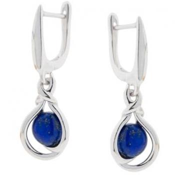 Damen‑Ohrhänger S&A – 2‑er-Set aus 925 Sterling Silber, dekoriert mit blauem Lapis Lazuli