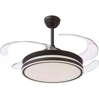 ASGARD MINI Ventilador de Techo Nego con 4 Aspas Retráctiles y Luces LED