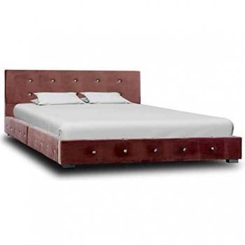 Lit à lattes rembourré – adult double bed – rose velours – 120x200 cm