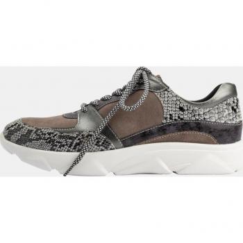 Sneaker Donna in Pelle con Suola a Nuvola, Grigio, Taglia 42