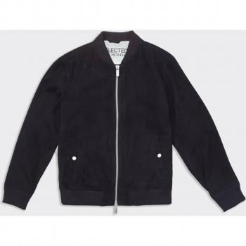 Bomber Archive in pelle scamosciata nera Selected Homme