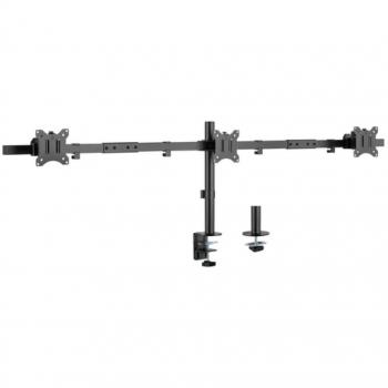 Support triple d'écran pour bureau noir, compatible avec 3 écrans de 17 à 32, capacité de 7 kg par écran