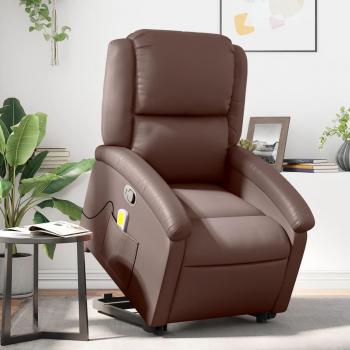 Sillón de masaje de pie en cuero sintético marrón