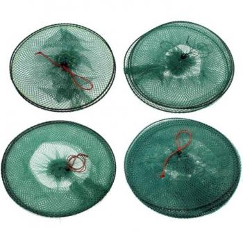 Folding Round Metal Frame Nylon Mesh Minnow Trap