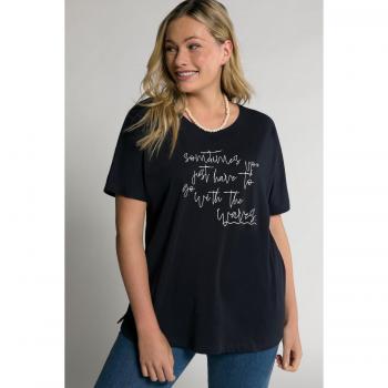 T-shirt oversize in cotone blu con stampa, Donna, Taglia 52/54
