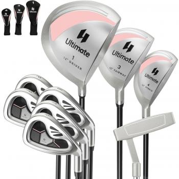 Set Completo Mazze Golf Donna 9 Pezzi con Putter e Copri Testa Destre