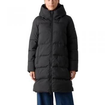Abrigo negro Ecoalf Manlie con capucha para mujer