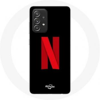 Estuche Samsung Galaxy A33 5G con logo Netflix rojo en tono negro