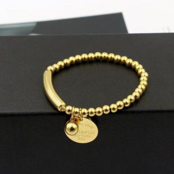 Charme d'étiquette circulaire bracelet en acier inoxydable K0001-2