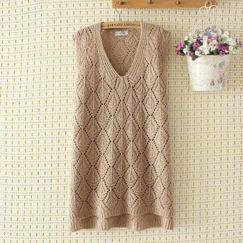 Women’s Long Knitted Vest with V Neck Design