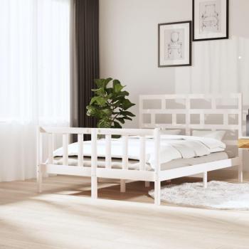 Estructura de cama madera maciza de pino blanco 150x200 cm Vidaxl Blanco