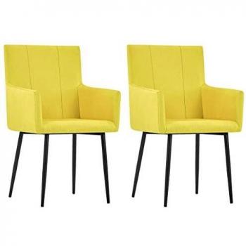 VidaXL Sillas de comedor con reposabrazos 2 unidades tela amarillo