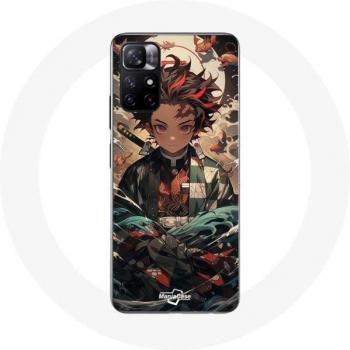 Maniacase Coque stylée Demon Slayer Tanjiro, couleur noire, compatible Redmi Note 11S 5G