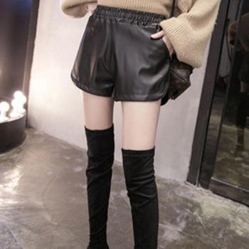 High Waist Faux Leather Wide Leg Shorts for Women