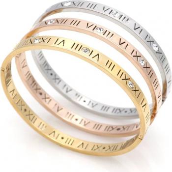 Brazaletes de circón con estilo clásico y números romanos para mujer