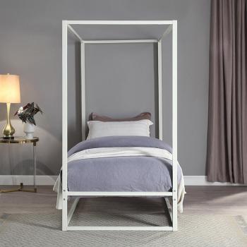 Slumberworx Modern 4 Poster Metal Bed Frame in White