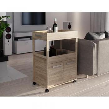 Forte Barschrank 2-trg Sonoma Eiche mit Rollen, Höhe 88,5 cm
