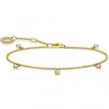 Thomas Sabo Armband Weisse Steine aus 925 Sterlingsilber, vergoldet, 16-19 cm