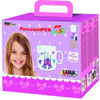 PorcelainPen weiße Tasse mit Malstiften für Mädchen