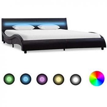 Bettgestell mit integrierter LED-Beleuchtung Schwarz Kunstleder 140x200 cm