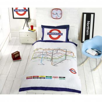 Set Copripiumino e Federe in Stile Londinese, Bianco