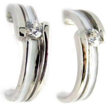 Sissi White Silver Altesse Half-Hoops