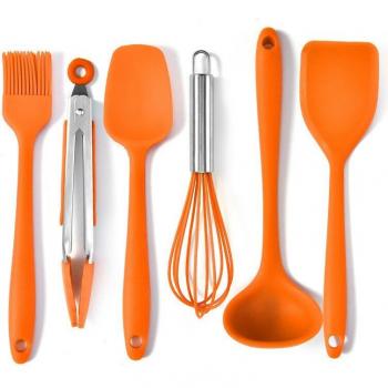 6 Pcs Silicone Cooking Utensils with Anti-Scalding Features