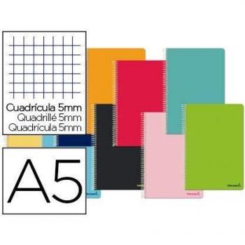 Libreta A5 Tapa Blanda Liderpapel Smart 80 Hojas 60 g/m2 Cuadro 5 mm Colores Surtidos