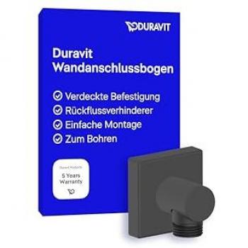 Coude de douche mural Duravit noir mat à rosace carrée
