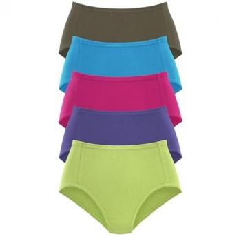 PETITE FLEUR Damen Taillenslip (5er-Pack) aus weicher Pikee-Qualität in Grün, Lila, Pink, Türkis und Olivgrün Gr. 40