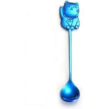 Colorful Dessert Spoon with Lucky Cat Design