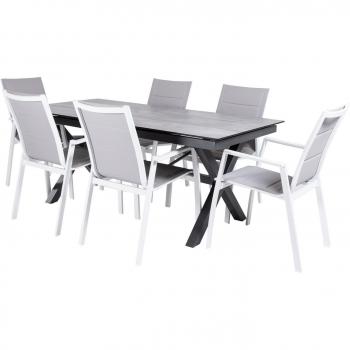 Sillas y Mesa Extensible en Antracita para Jardines