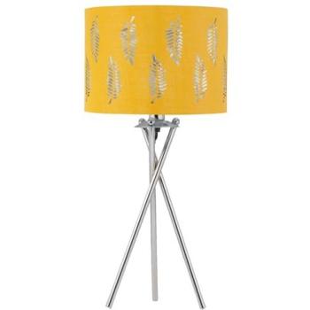 Ochre Fern Triple‑Stand Lamp – Chrome Finish (Silver)