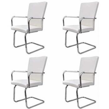 Sillas de Comedor de Cuero Artificial Blanco 4 Unidades