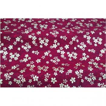 Cotton Bronzing Fabric in Red and Navy Blue with Golden Blossom