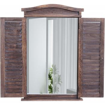 Miroir Décoratif Salle de Bain avec Volets 71x46x5cm Marron Vieilli