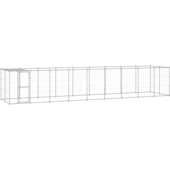 VidaXL Perrera de exterior de acero galvanizado con techo 21,78 m²